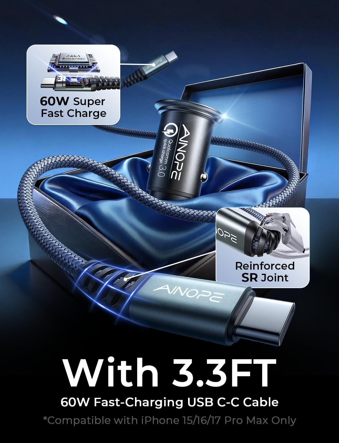 67.5W Car Charger USB C Fast Charge, Iphone 18 Pro Max Charger