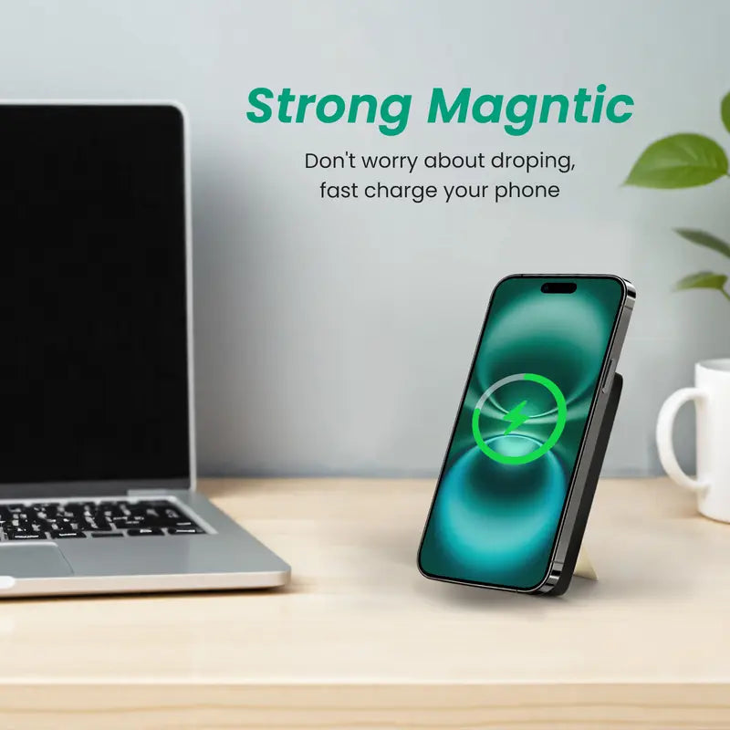 10000Mah Silicone Magnetic Mobile Power Bank with Built-In Foldable Stand - 22.5W Fast Charging Foldable Wireless Charger, 15W Chargeable 4-Device Station with USB-C Charger Cable, Slim Battery for Iphone 12/13/17 & Android Smartphones Techvibes