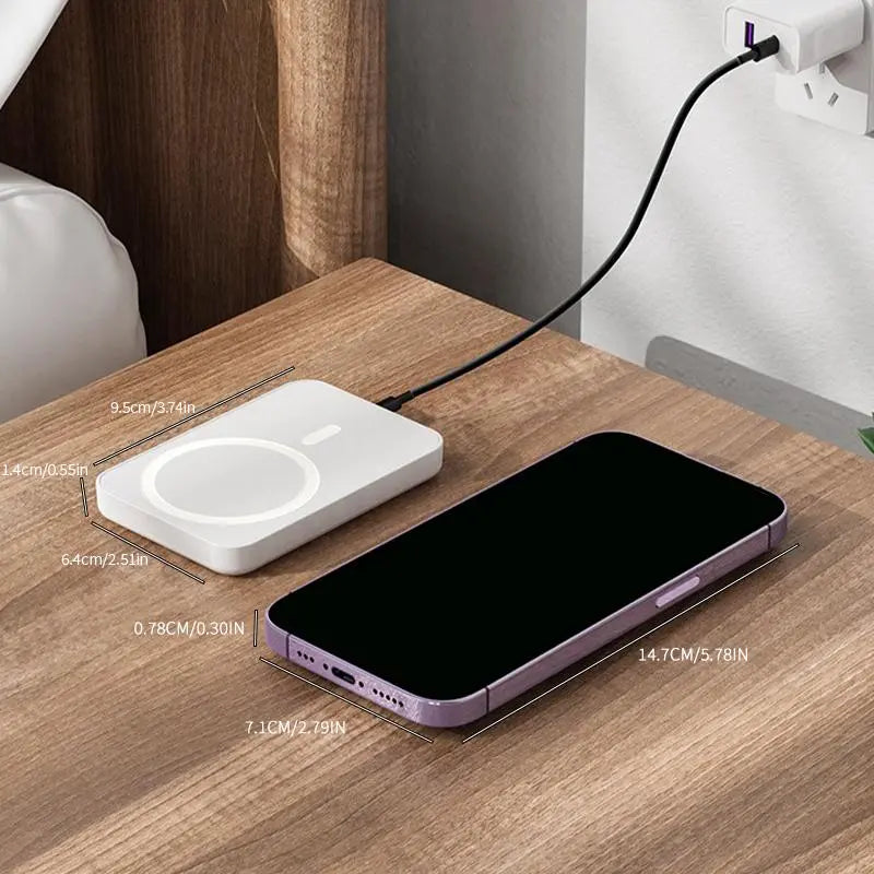 XMWUS 5000Mah Magnetic Power Bank, Wireless Portable Charger for Iphone 12-18 Series, Compatible with Magsafe Cases, Compact Travel Battery Pack