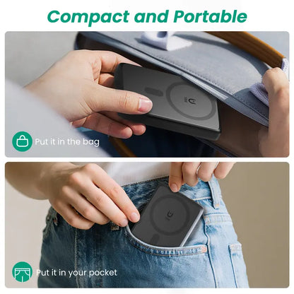 10000Mah Silicone Magnetic Mobile Power Bank with Built-In Foldable Stand - 22.5W Fast Charging Foldable Wireless Charger, 15W Chargeable 4-Device Station with USB-C Charger Cable, Slim Battery for Iphone 12/13/17 & Android Smartphones Techvibes
