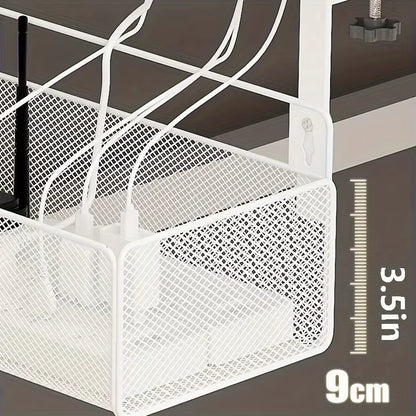 Under Desk Cable Management Tray No Drill Metal Mesh Cable Management under Desk with Clamp Mount