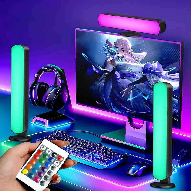 Car/Game Computer Desktop Decor Light ，LED Desk Atmosphere Lamp RGB Pickup Lights Remote Control RGB Color Rhythm Ambient Lamp 。