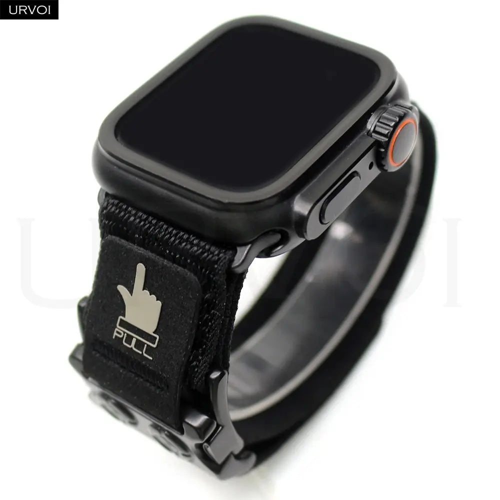 URVOI Band for Apple Watch Ultra 4 3 2 Series 12 11 10 9 8 7 6 SE Fine Nylon Loop Strap Pull Tab Quick Release Magnetic Closure 49Mm (Band Only)