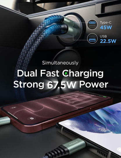67.5W Car Charger USB C Fast Charge, Iphone 18 Pro Max Charger