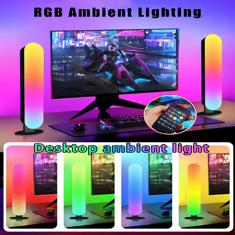 Car/Game Computer Desktop Decor Light ，LED Desk Atmosphere Lamp RGB Pickup Lights Remote Control RGB Color Rhythm Ambient Lamp 。
