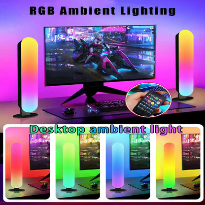 Car/Game Computer Desktop Decor Light ，LED Desk Atmosphere Lamp RGB Pickup Lights Remote Control RGB Color Rhythm Ambient Lamp 。