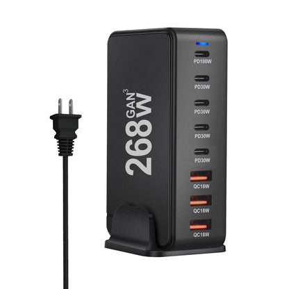 268W Desktop Gan Charger 8-Port USB Type C PD Charger Fast Charge 3.0 USB Type C Fast Charger Mobile USB Charger