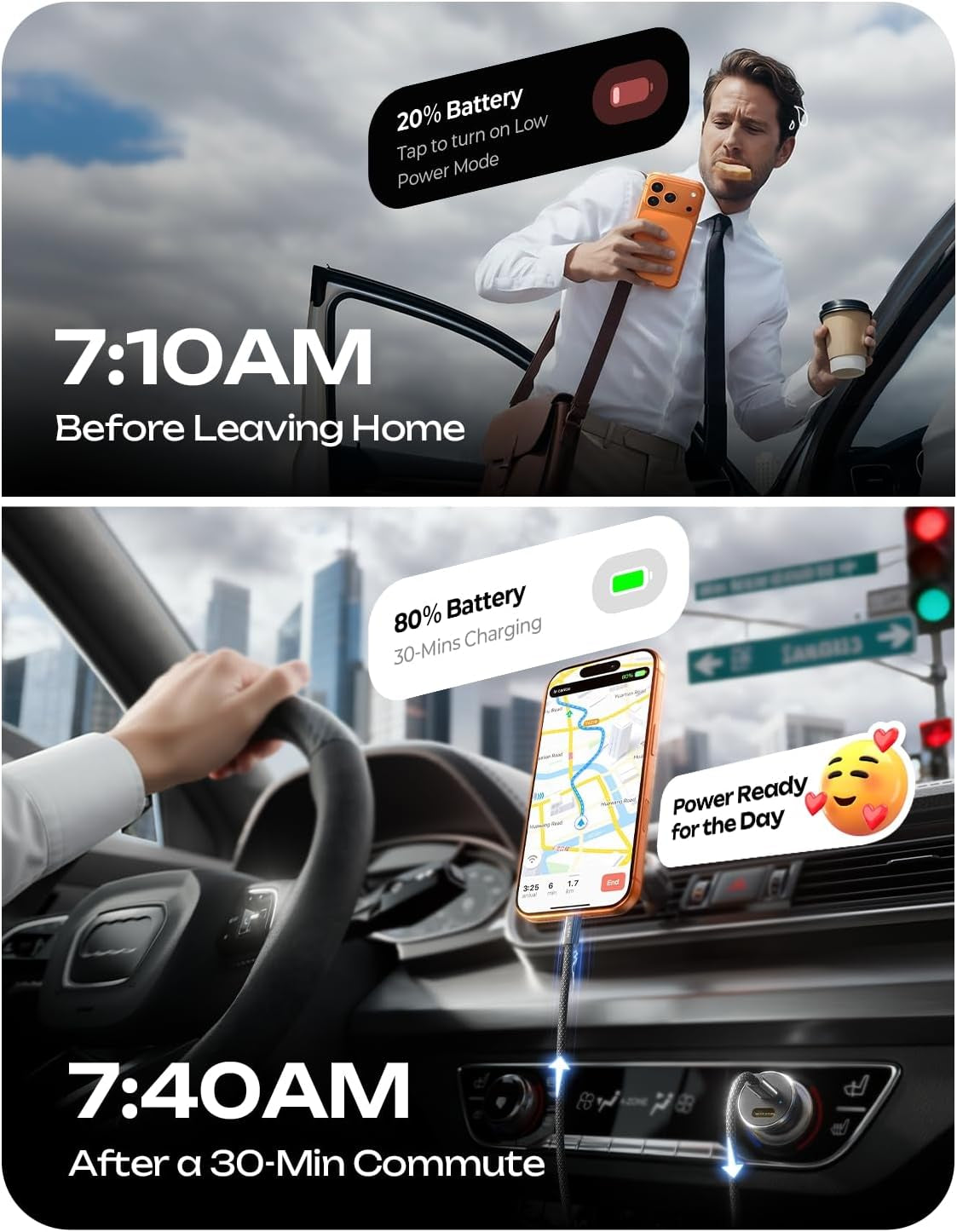 67.5W Car Charger USB C Fast Charge, Iphone 18 Pro Max Charger