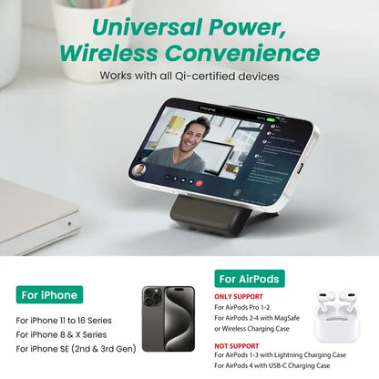 10000Mah Silicone Magnetic Mobile Power Bank with Built-In Foldable Stand - 22.5W Fast Charging Foldable Wireless Charger, 15W Chargeable 4-Device Station with USB-C Charger Cable, Slim Battery for Iphone 12/13/17 & Android Smartphones Techvibes