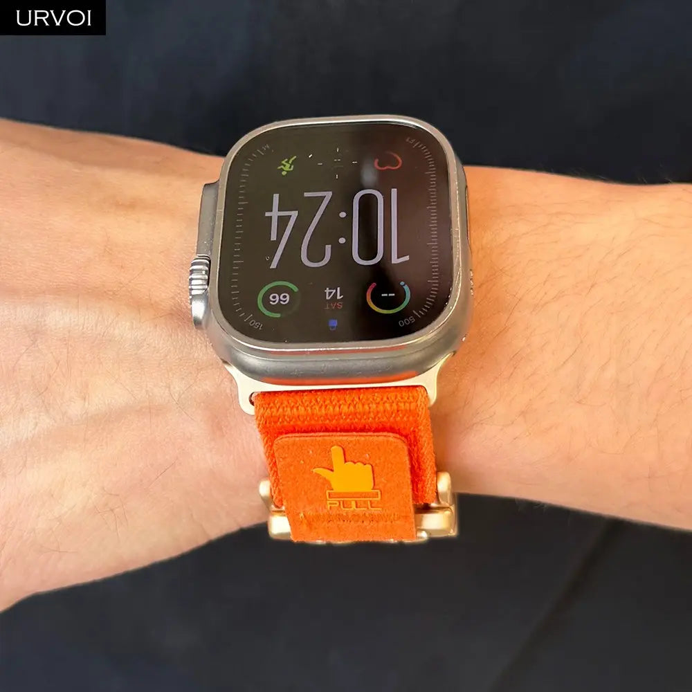 URVOI Band for Apple Watch Ultra 4 3 2 Series 12 11 10 9 8 7 6 SE Fine Nylon Loop Strap Pull Tab Quick Release Magnetic Closure 49Mm (Band Only)
