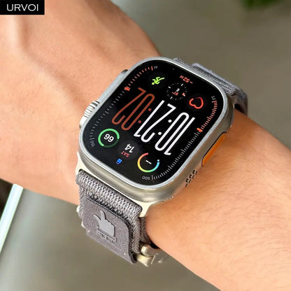 URVOI Band for Apple Watch Ultra 4 3 2 Series 12 11 10 9 8 7 6 SE Fine Nylon Loop Strap Pull Tab Quick Release Magnetic Closure 49Mm (Band Only)
