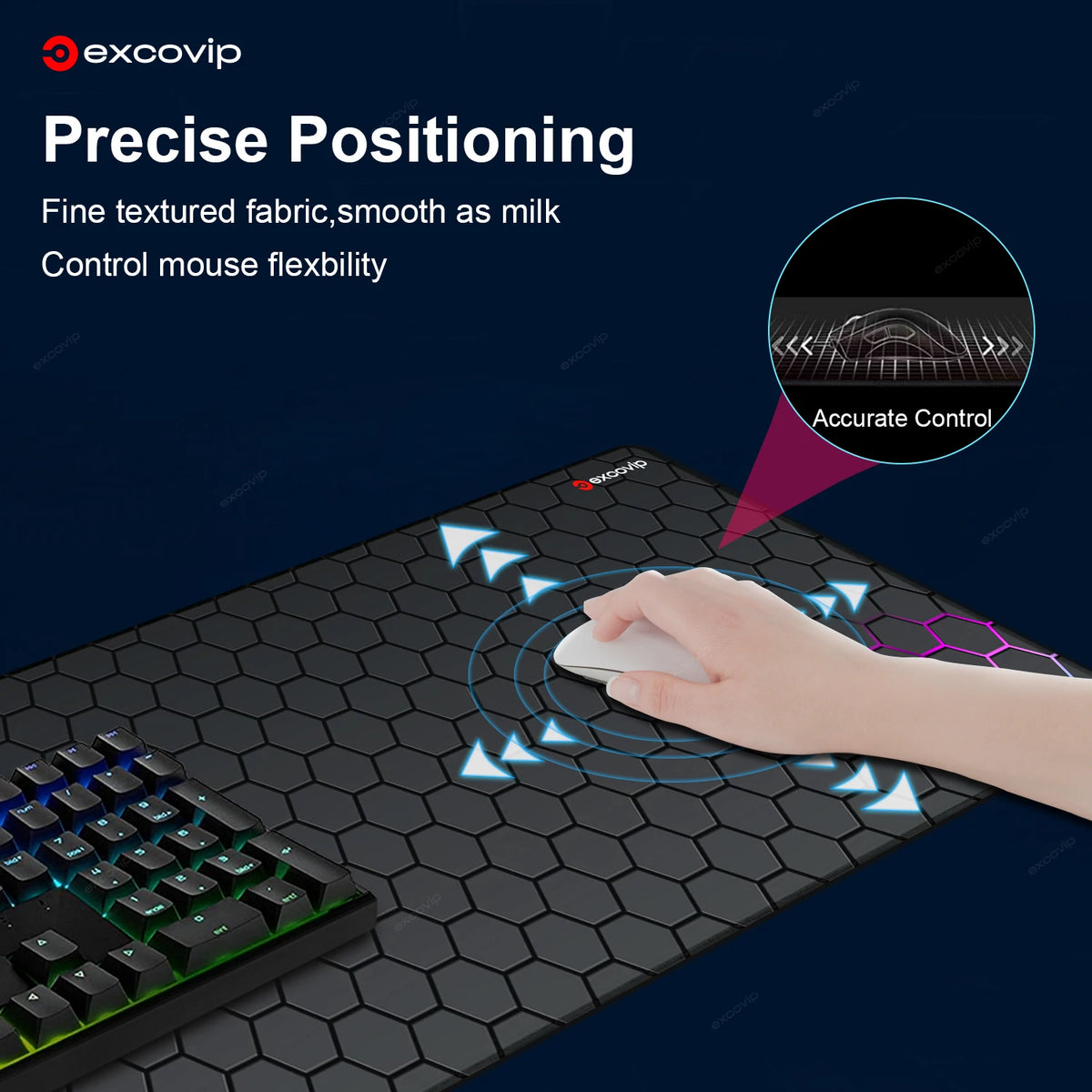 Gaming Mouse Pad Large with Stitched Edge Non-Slip Rubber Base Extended Desk Mat Keyboard Mousepad for Office Home Computer